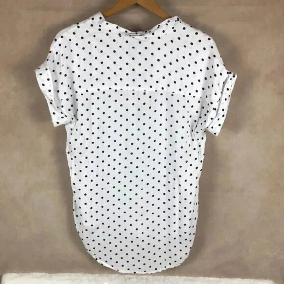 PER SE Short Sleeve Polka Dot Button-front Top NWT SMALL - Picture 5 of 9